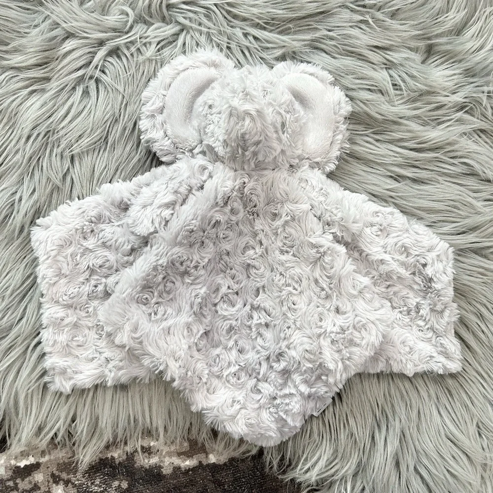 Danbar Gray Swirl Rosette Baby Elephant Lovie Blankie Buddy